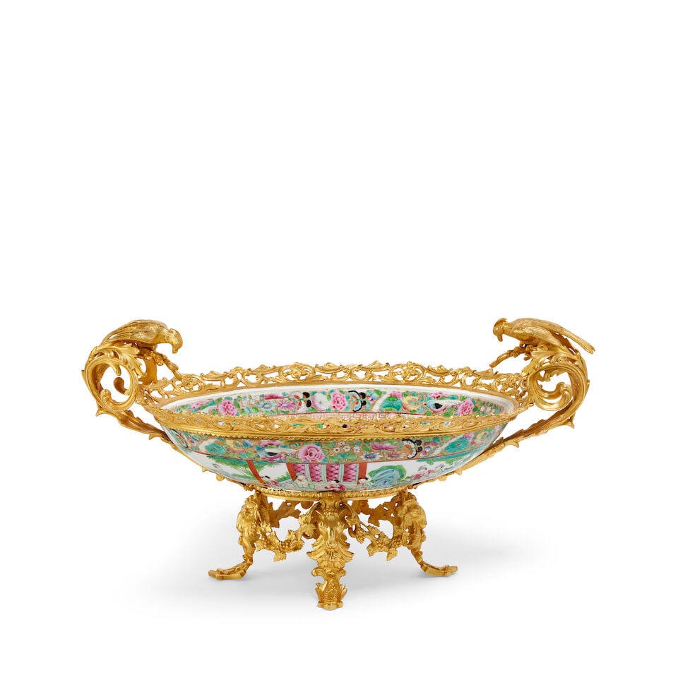A gilt bronze mounted Chinese export porcelain footed bowl In the Louis XV style, the porcelain ... (1 of 3)