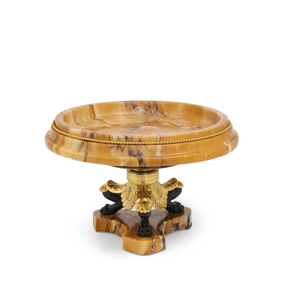 A French Siena marble, gilt and patinated bronze tazzaFirst half 20th century in the Neo-Grec taste (1 of 1)