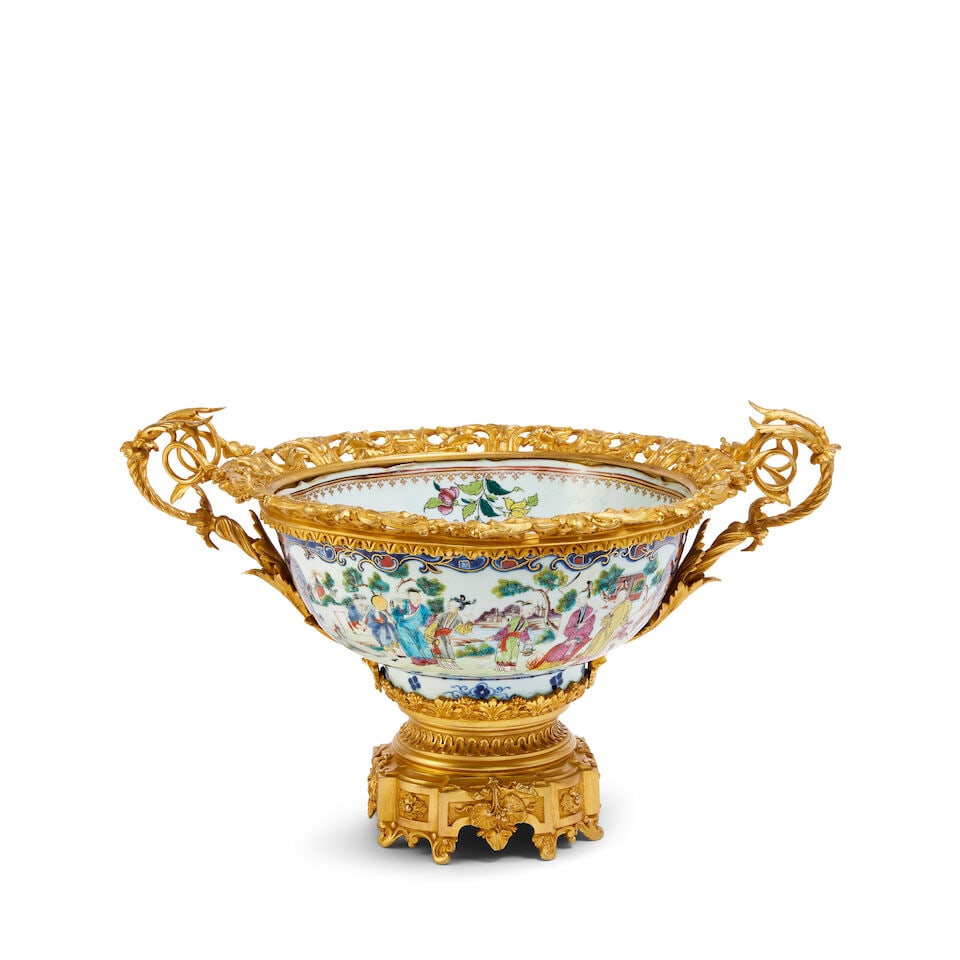 A gilt bronze mounted Chinese export porcelain bowl In the Louis XVI style, the porcelain 18th /... (1 of 3)