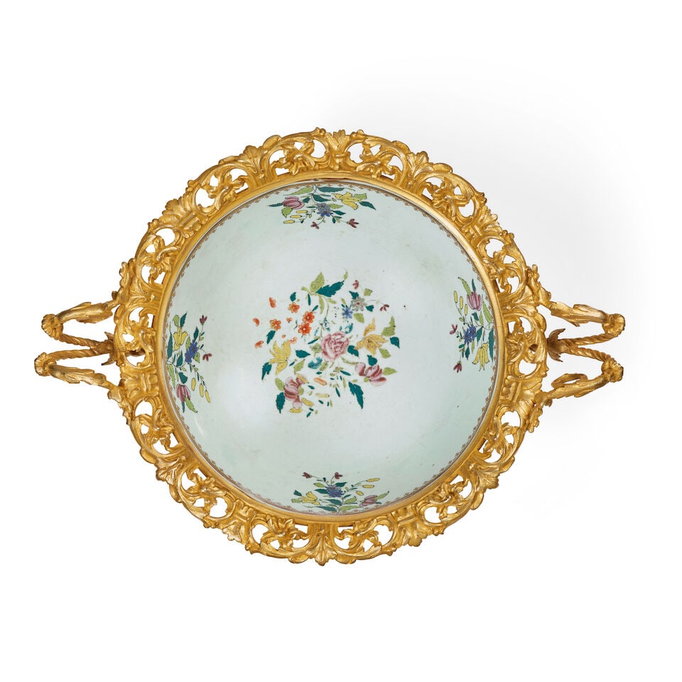 A gilt bronze mounted Chinese export porcelain bowl In the Louis XVI style, the porcelain 18th /... - 2