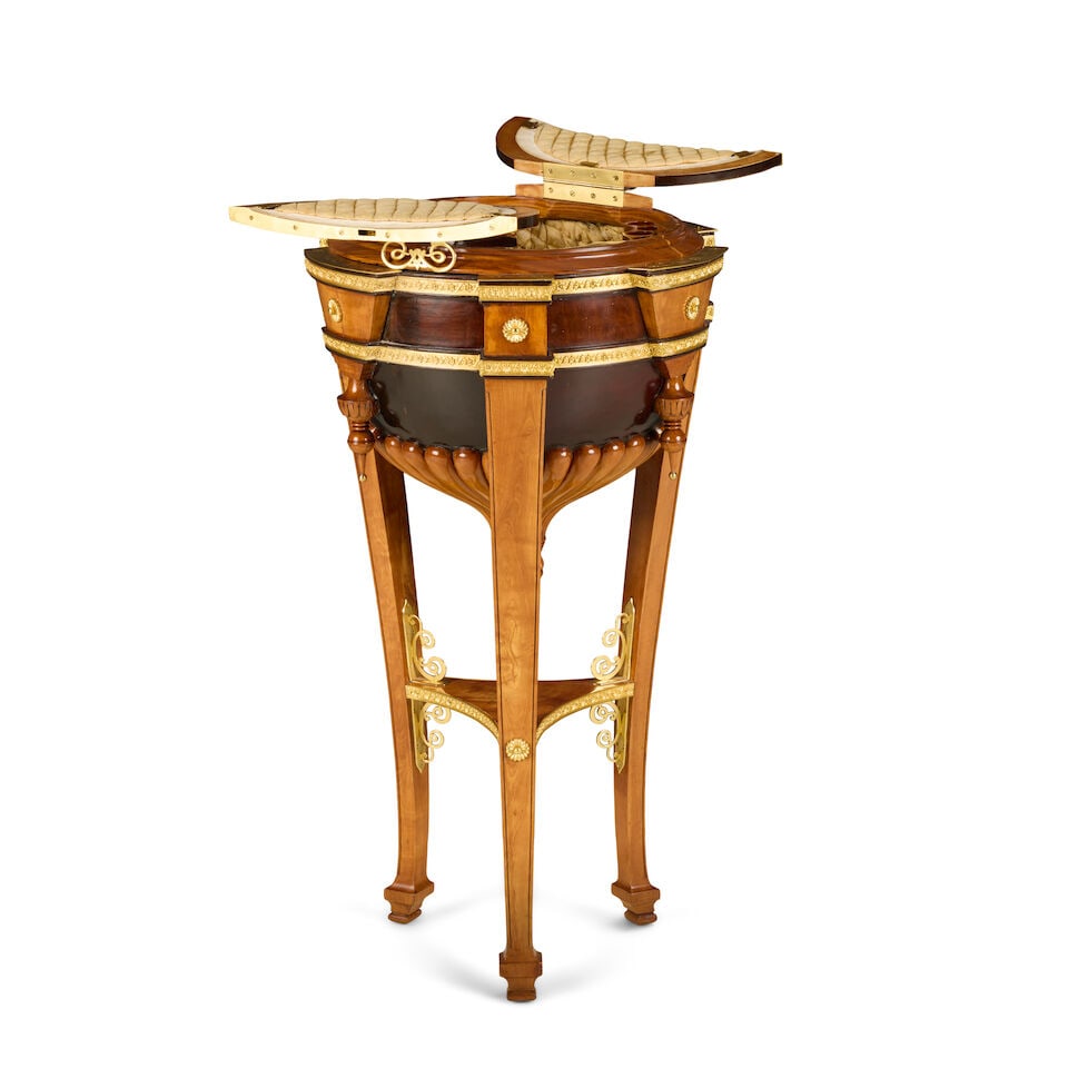 A Northern European satinwood and gilt brass mounted worktableMid-19th century and later - 3