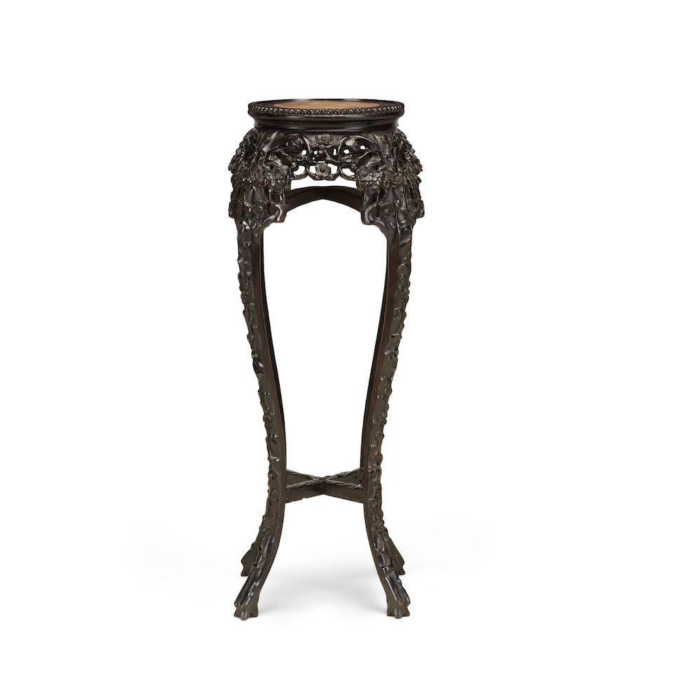 A Chinese marble and hardwood stand Late Qing (1 of 2)
