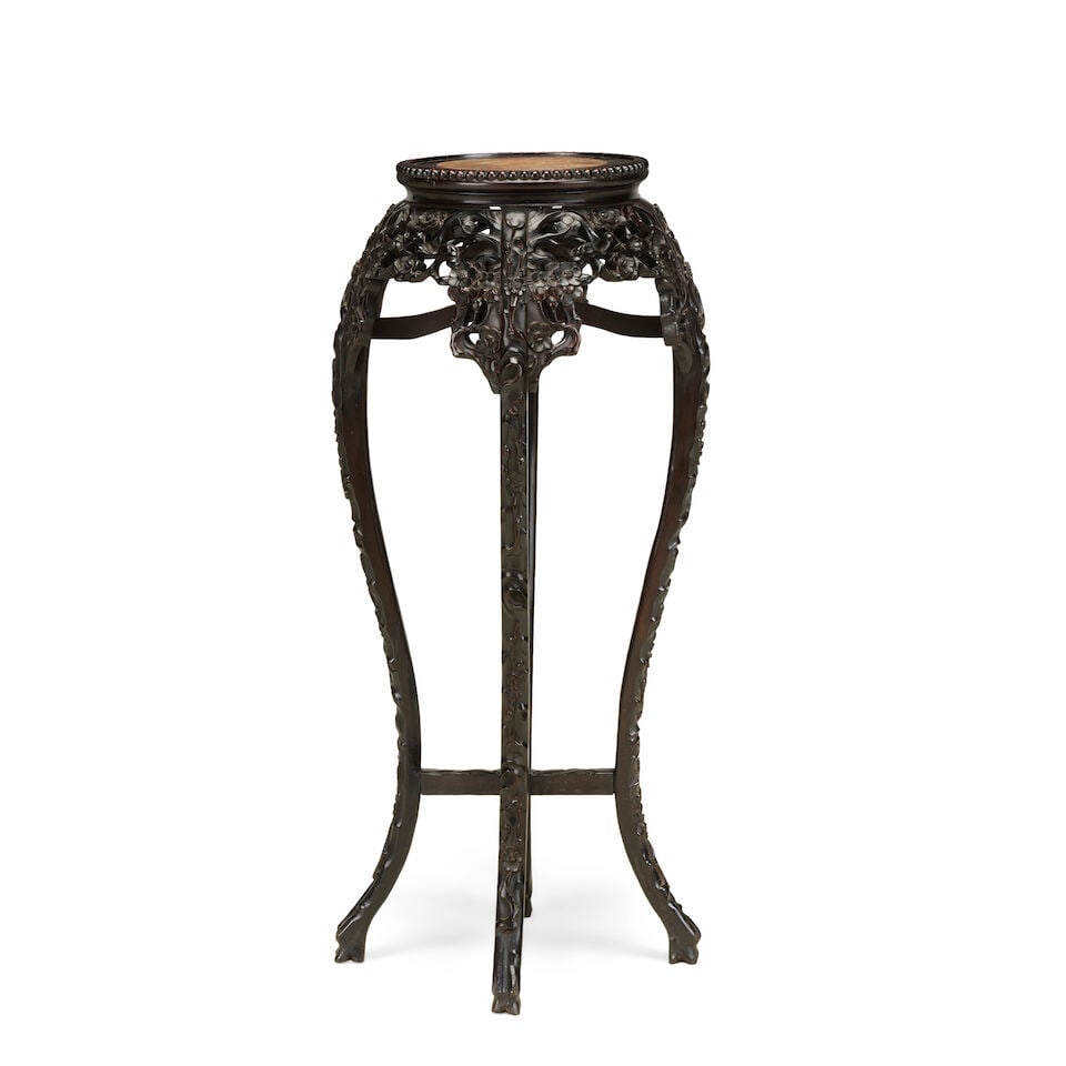 A Chinese marble and hardwood stand Late Qing - 2