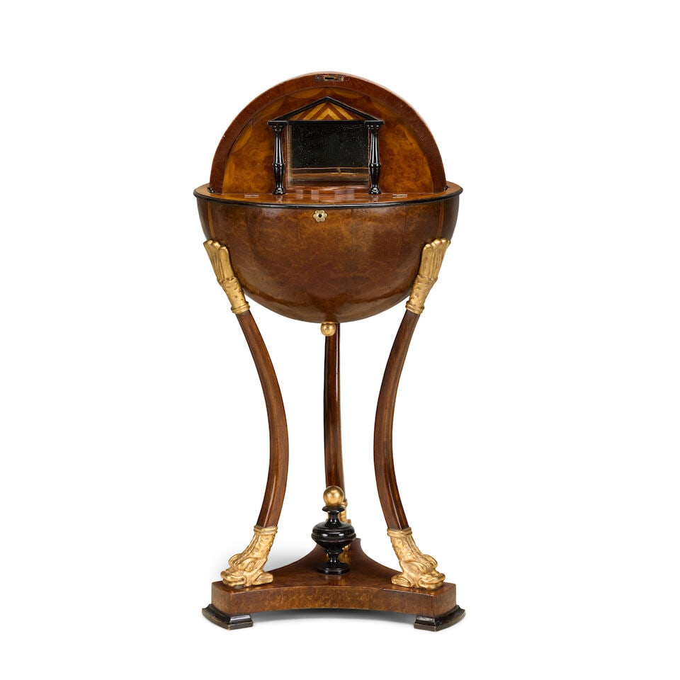A burr walnut, ebonised, purplewood and parcel gilt worktableIn the Viennese Biedermeier style - 4