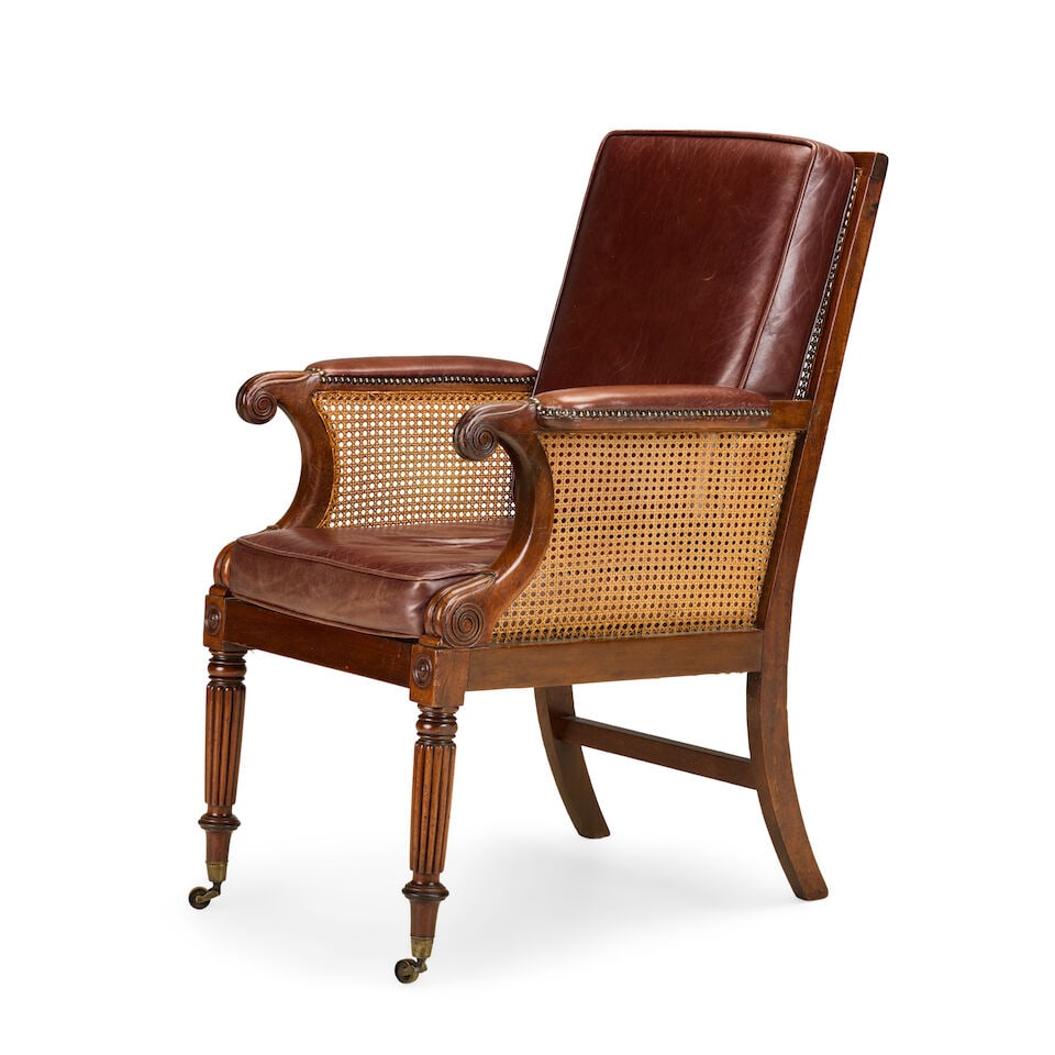A William IV mahogany and caned library bergèreSecond quarter 19th century - 2