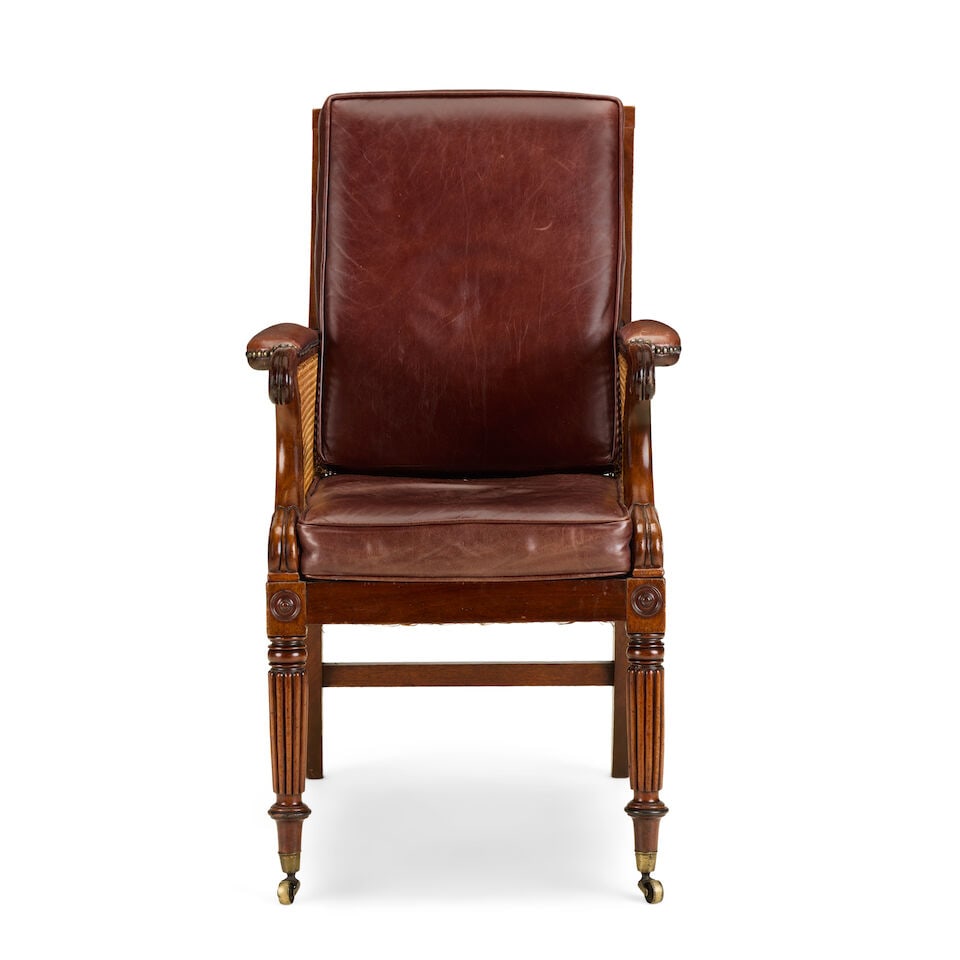 A William IV mahogany and caned library bergèreSecond quarter 19th century - 4