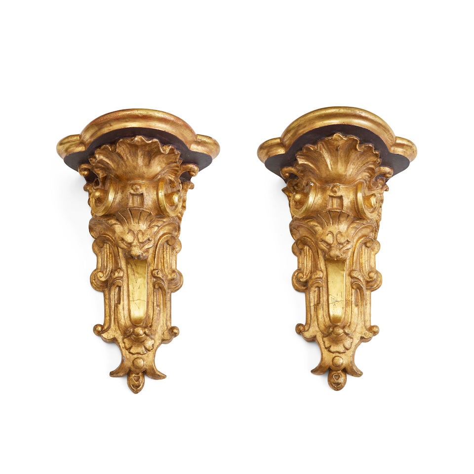 A pair of carved giltwood wall brackets Italian, first half 20th century (2) (1 of 1)