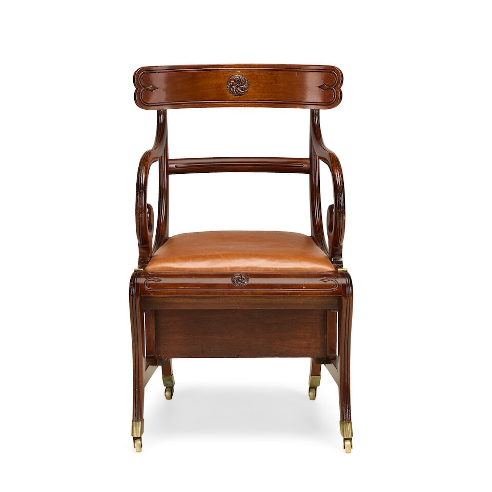 A Regency and later mahogany metamorphic library chair19th century and later in the manner of Mo... (1 of 4)