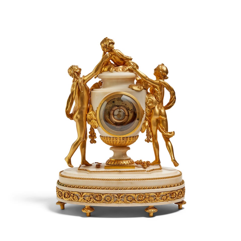 A French 19th century gilt bronze and marble mantel clock Briant, Paris - 2