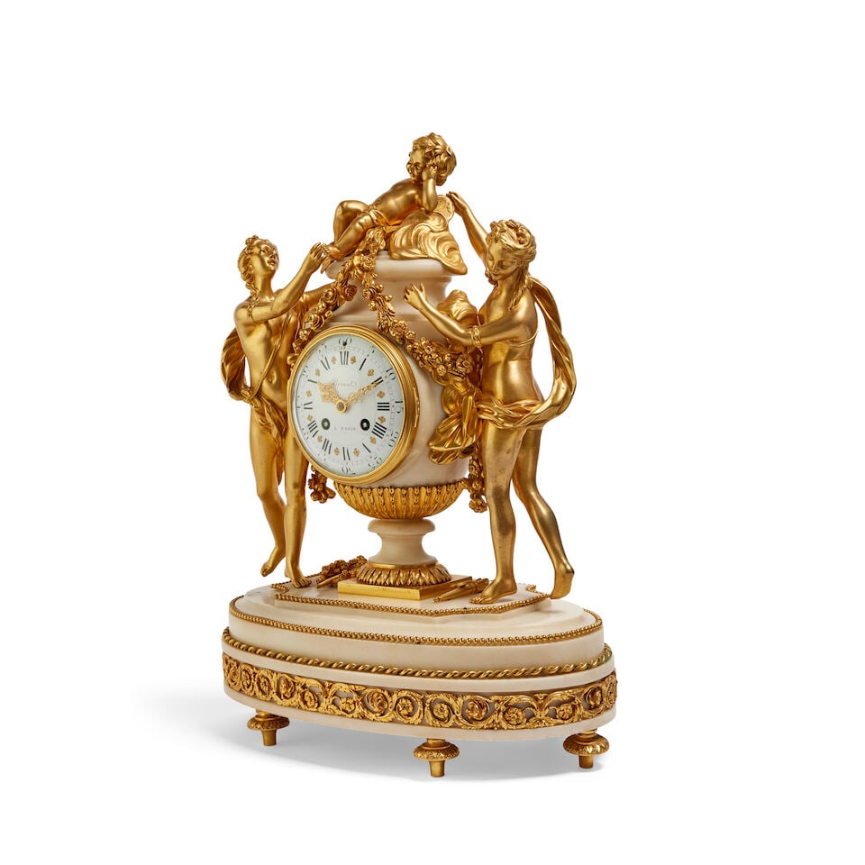 A French 19th century gilt bronze and marble mantel clock Briant, Paris - 3