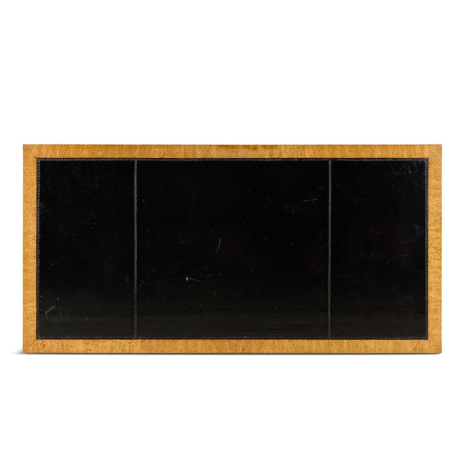 A Biedermeier-style bird's eye maple, ebonised parquetry, gilt and patinated bronze mounted pede... - 2