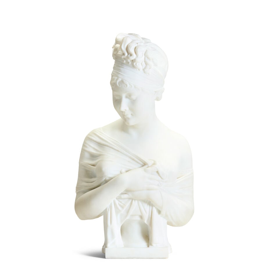 After Jean-Antoine Houdon (1741-1828): a marble bust of Juliette Recamier (1 of 5)