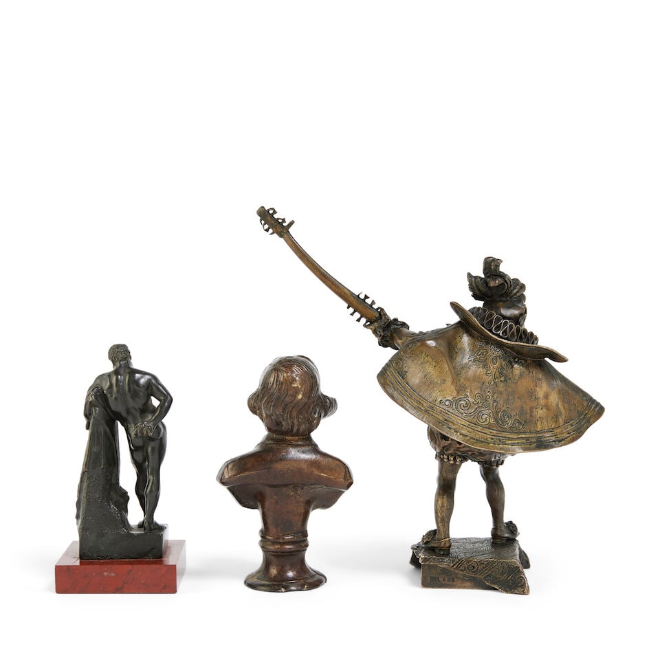 A collection of patinated bronze figures, including an Italian bronze after Antonio Pandiani (18... - 2