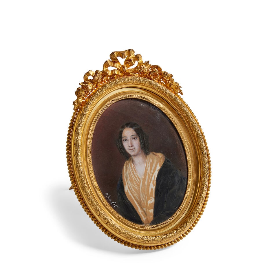 Caroline-Anne Haillecourt (French, 1817-1869) A portrait miniature of a lady within a gilt bronz... (1 of 1)