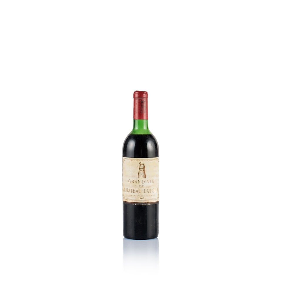 Château Latour, Pauillac, 1er Grand Cru Classé, 1968 (1 x 750ml): Château Latour, Pauillac, 1er Grand Cru Classé, 1968 (1 x 750ml) Region: Bordeaux Fill Level: mid shoulder Capsule: ok Cork: ok Label: glue stripped, bin-soiled and stained Packaging: neutra