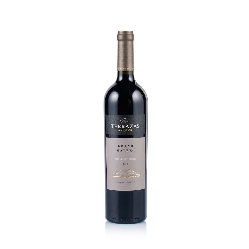 Terrazas de Los Andes, Mendoza, Grand Malbec, 2018 (1 x 750ml): Terrazas de Los Andes, Mendoza, Grand Malbec, 2018 (1 x 750ml) Region: Argentina Fill Level: excellent Capsule: ok Cork: ok Label: excellent appearance Packaging: neutral carton Miscellaneous: