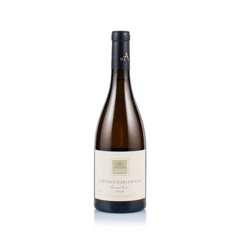 Domaine d'Ardhuy, Corton-Charlemagne Grand Cru, 2018 (1 x 750ml): Domaine d'Ardhuy, Corton-Charlemagne Grand Cru, 2018 (1 x 750ml) Region: Burgundy Fill Level: good Capsule: ok Cork: ok Label: excellent appearance Packaging: neutral carton Miscellaneous: Alcohol