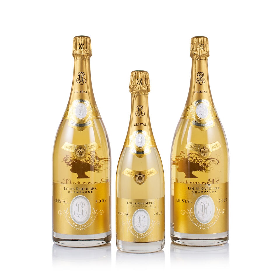 Champagne Louis Roederer, Cristal Brut, 2007 & 2008 (1 x 750ml & 2 x Magnum) (1 of 3)