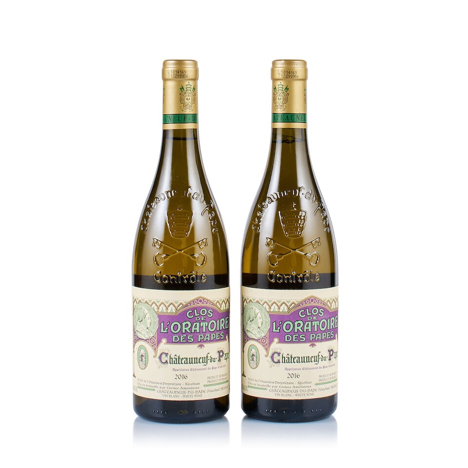 Clos de l'Oratoire des Papes, Châteauneuf-du-Pape, White, 2016 (2 x 750ml): Clos de l'Oratoire des Papes, Châteauneuf-du-Pape, White, 2016 (2 x 750ml) Region: Rhône Valley Fill Level: excellent Capsule: ok Cork: ok Label: excellent appearance Packaging: neutral cart