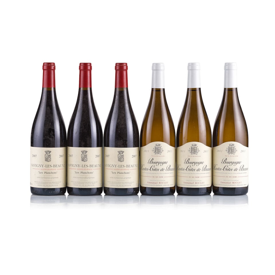 Mixed Lot of Emmanuel Rouget, 2007 & 2011 (6 x 750ml): Emmanuel Rouget, Hautes-Côtes de Beaune, White, 2011 (3 x 750ml) Region: Burgundy Fill Level: excellent Capsule: ok Cork: ok Label: good appearance Packaging: neutral carton Emmanuel Rouget, Savi