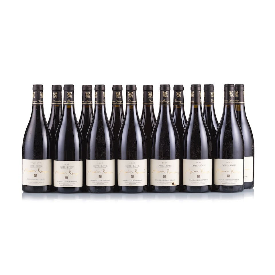 Domaine Georges Vernay, Côte-Rôtie, Maison Rouge, 2005, 2008 & 2009 (14 x 750ml): Domaine Georges Vernay, Côte-Rôtie, Maison Rouge, 2005 (5 x 750ml) Region: Rhône Valley Fill Level: good Capsule: ok Cork: ok Label: 5x slightly bin-soiled and dust-affected Packaging: