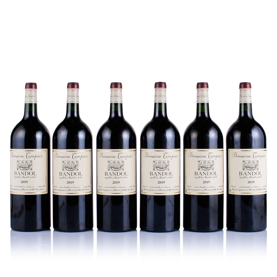 Domaine Tempier, Bandol, Red, 2019 (6 x Magnum): Domaine Tempier, Bandol, Red, 2019 (6 x Magnum) Region: Provence Fill Level: into neck Capsule: ok Cork: ok Label: good appearance Packaging: neutral carton This lot is subject to the following lot