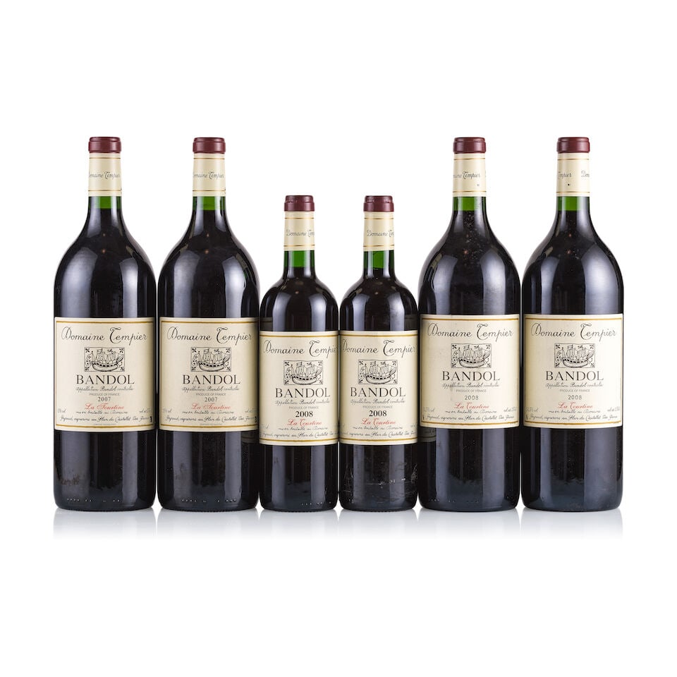 Domaine Tempier, Bandol, La Tourtine, 2007 & 2008 (2 x 750ml & 4 x Magnum): Domaine Tempier, Bandol, La Tourtine, 2007 (2 x Magnum) Region: Provence Fill Level: into neck Capsule: ok Cork: ok Label: 1x lightly bin-soiled, 1x good appearance Packaging: neutral carton Domaine