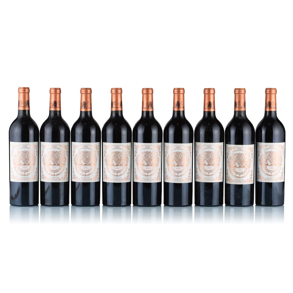 Château Pichon-Longueville au Baron de Pichon-Longueville, Pauillac, Grand Cru Classé,...: Château Pichon-Longueville au Baron de Pichon-Longueville, Pauillac, Grand Cru Classé, 2005 (9 x 750ml) Region: Bordeaux Fill Level: into neck Capsule: ok Cork: ok Label: all bin-soiled, 1x