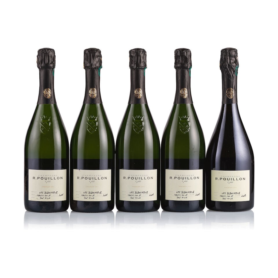 Champagne R. Pouillon & Fils, Mareuil-sur-Aÿ, Les Blanchiens, 1er Cru, Brut Nature, 2008 & 2009: Champagne R. Pouillon & Fils, Mareuil-sur-Aÿ, Les Blanchiens, 1er Cru, Brut Nature, 2008 (4 x 750ml) Region: Champagne Fill Level: excellent Capsule: ok Cork: ok Label: 2x slightly bin-soiled,