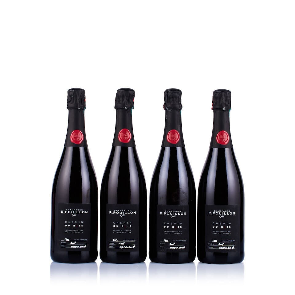 Champagne R. Pouillon & Fils, Chemin du Bois, Extra-Brut, 2008 (4 x 750ml): Champagne R. Pouillon & Fils, Chemin du Bois, Extra-Brut, 2008 (4 x 750ml) Region: Champagne Fill Level: excellent Capsule: ok Cork: ok Label: good appearance Packaging: neutral carton This lot is