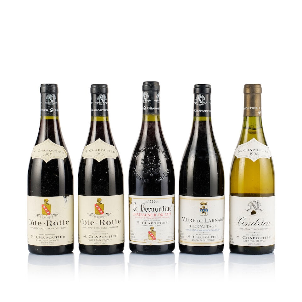 Mixed lot of M. Chapoutier, 1995 & 1996 (5 x 750ml) (1 of 3)