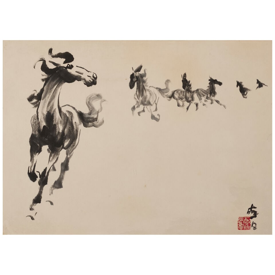 YE ZUIBAI (1909-1999)/LIU BOLUAN (B.1923)/ZHANG YULIAN (1914-2010) Two Horse Paintings, one date... - 2