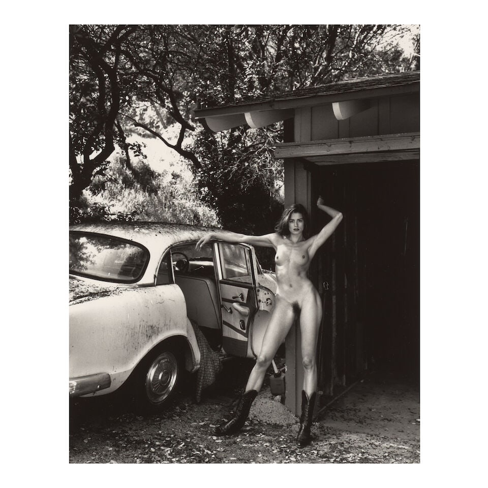 Helmut Newton (1920-2004); 'Domestic Nude 8, Los Angeles';: Helmut Newton (1920-2004) 'Domestic Nude 8, Los Angeles', 1992 Gelatin silver print, printed 1994; signed, titled, dated, and editioned '4/15' in pencil, the photographer's copyright and reproduction 