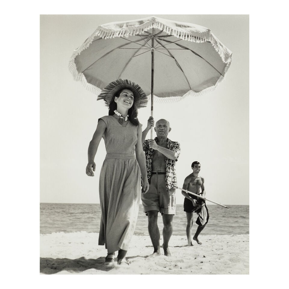 Robert Capa (1913-1954); Pablo Picasso and Françoise Gilot, Golfe-Juan; (1 of 2)