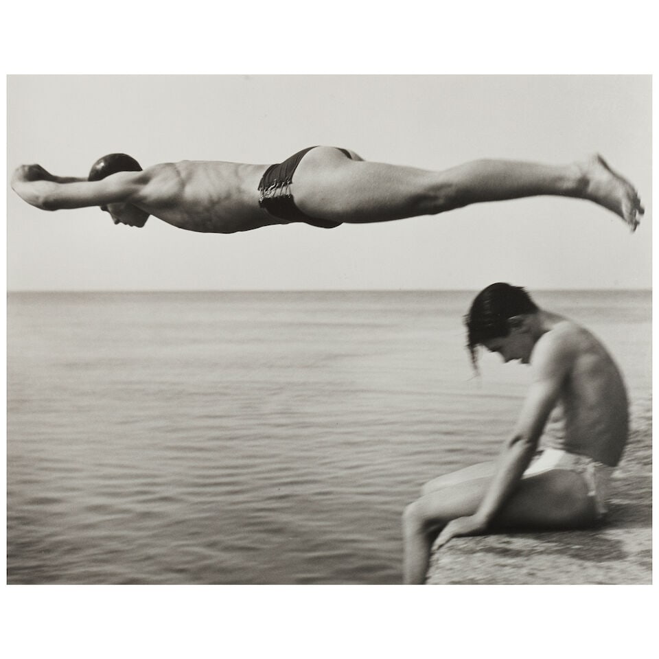 Nino Migliori (born 1926); '[Il] Tuffatore' (The Diver);: Nino Migliori (born 1926) '[Il] Tuffatore' (The Diver), 1951 Gelatin silver print, printed later; signed, titled, and dated in pencil on the reverse, framed, a Keith De Lellis Gallery label on the rev