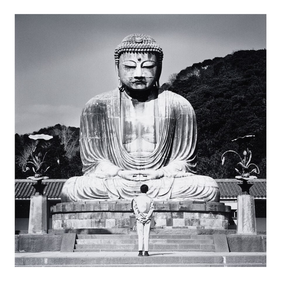 Tseng Kwong Chi (1950-1990); Kamakura, Japan;: Tseng Kwong Chi (1950-1990) Kamakura, Japan, 1988 Gelatin silver print, printed posthumously in 1997; flush-mounted, the photographer's estate stamp, signed, titled, dated, inscribed, and editioned