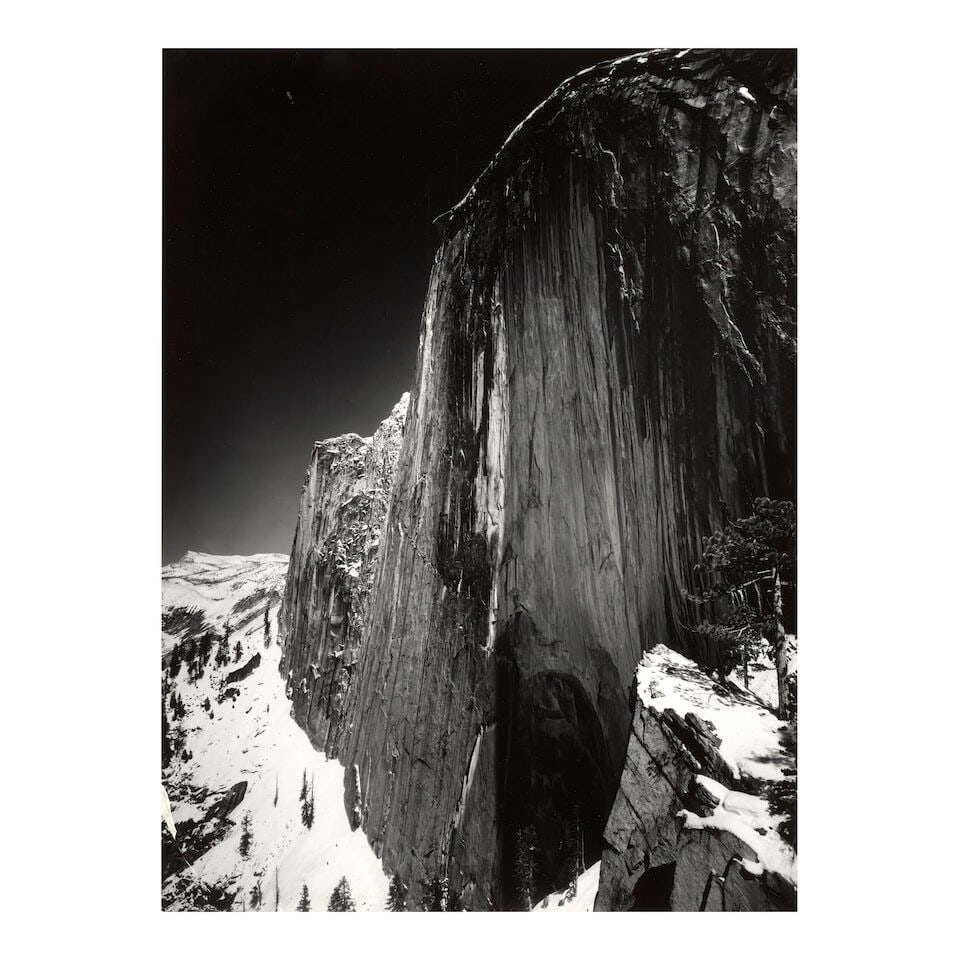 Ansel Adams (1902-1984); Monolith, Face of Half Dome (from 'Portfolio Three: Yosemite Valley');: Ansel Adams (1902-1984) Monolith, Face of Half Dome (from 'Portfolio Three: Yosemite Valley'), 1927 Gelatin silver print, printed 1960; mounted, signed in ink on the mount, the 'Portfolio Three