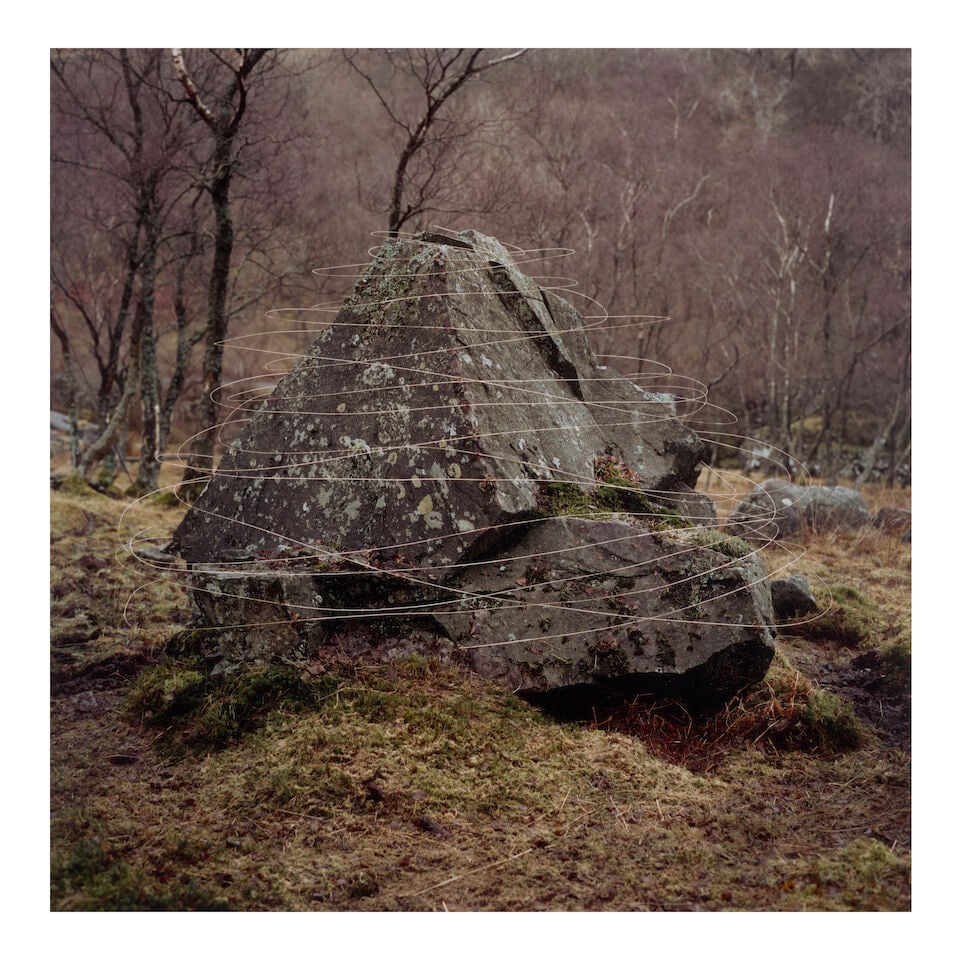 Andy Goldsworthy (born 1956); 'Stone Drawing, Grass, Clay, Thorns, Scaur Glen, Dumfriesshire'; - 5