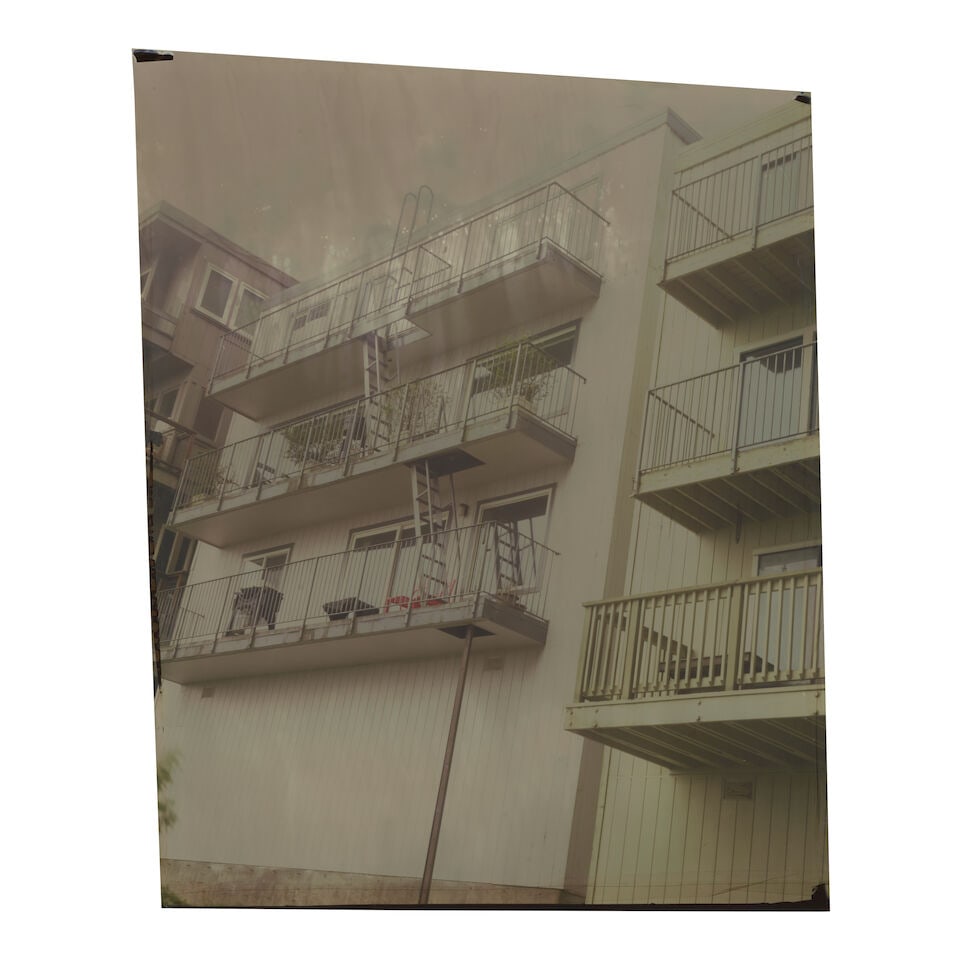 John Chiara (born 1971); Crestmont End, Southwest, V.B., 2013;: John Chiara (born 1971) Crestmont End, Southwest, V.B., 2013, 2013 Unique camera obscura silver dye bleach print; framed, a Haines Gallery label on the reverse. 33 x 28 in. (83.8 x 71.1