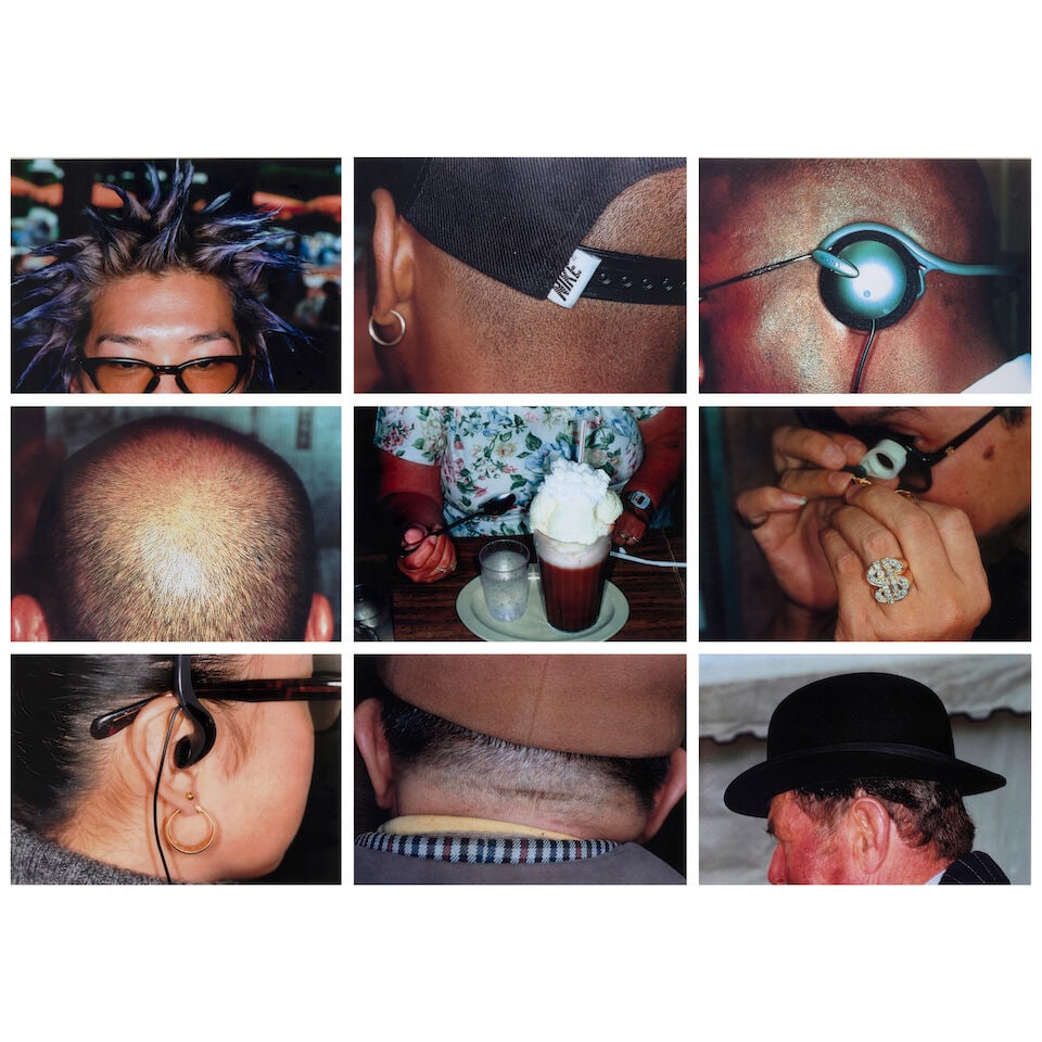 Martin Parr (1952-2025); Selected Images from 'Common Sense';: Martin Parr (1952-2025) Selected Images from 'Common Sense', 1991 9 pigment prints; each framed and then mounted together. each image 11 1/4 x 15 1/2 in. (28.6 x 39.8 cm.) overall 44 1/2 x 58 in.