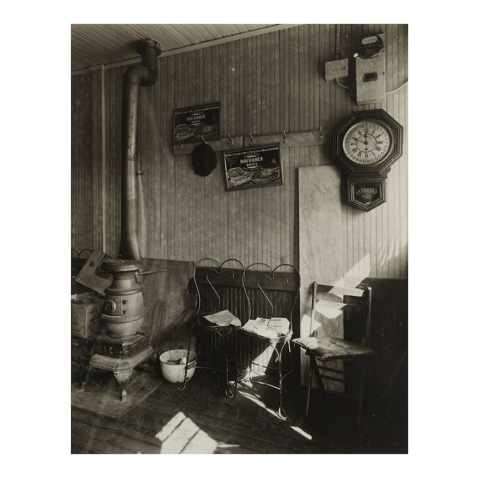 Berenice Abbott (1898-1991); Country Store Interior, 2553 Sage Place, Spuyten Duyvil, Bronx;: Berenice Abbott (1898-1991) Country Store Interior, 2553 Sage Place, Spuyten Duyvil, Bronx, 1935 Gelatin silver print; numbered 'no 15' in the negative, signed in pencil on the reverse, framed, a Marl