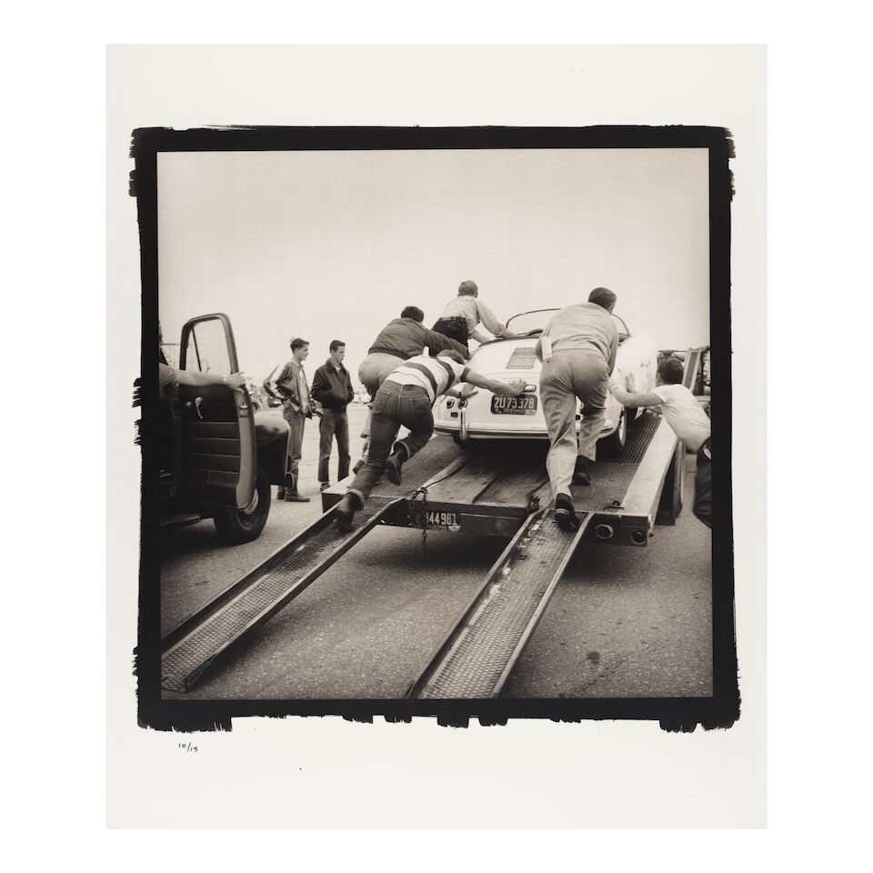 Frank Worth (1923-2000); James Dean Pushing His Porsche 'Little Bastard'; - 2