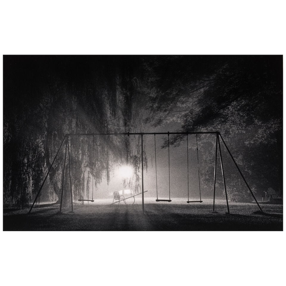 Michael Kenna (born 1953); 'Swings, Catskill Mountains, New York';: Michael Kenna (born 1953) 'Swings, Catskill Mountains, New York', 1977 Gelatin silver print, printed 1985; mounted, signed, dated, and editioned '63/90' in pencil on the mount, the photographer's cred