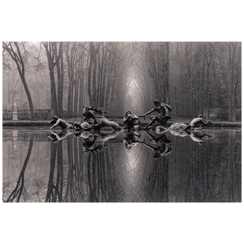 Michael Kenna (born 1953); 'Chariot of Apollo, Versailles, France';: Michael Kenna (born 1953) 'Chariot of Apollo, Versailles, France', 1988 Sepia-toned gelatin silver print, printed 1993; mounted, signed, dated, and editioned '34/45' in pencil on the mount, the photog