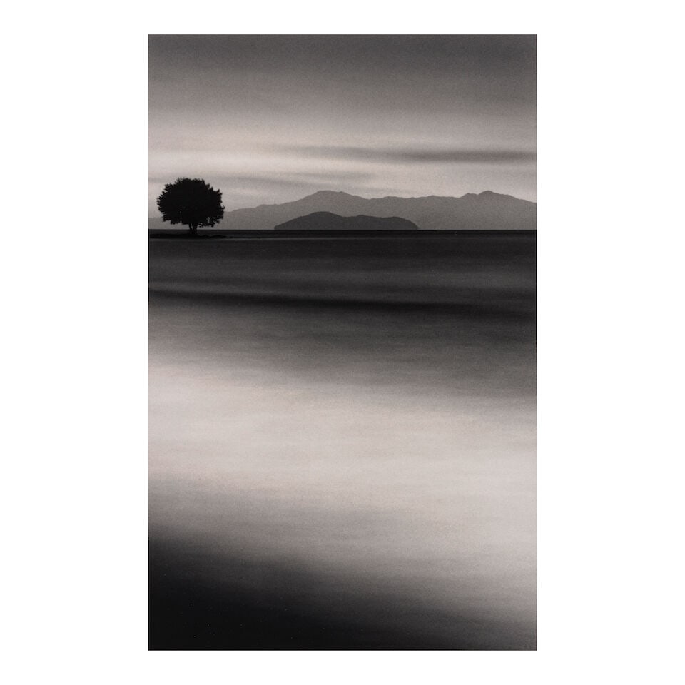 Michael Kenna (born 1953); 'Biwa Lake Tree, Omi, Japan';: Michael Kenna (born 1953) 'Biwa Lake Tree, Omi, Japan', 2001 Sepia-toned gelatin silver print; mounted, signed, dated, and editioned '1/45' in pencil on the mount, the photographer's copyright/credit 