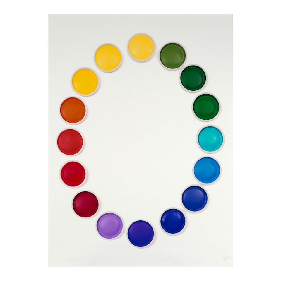 Sarah Charlesworth (1947-2013); Large Oval (from 'Concrete Color');: Sarah Charlesworth (1947-2013) Large Oval (from 'Concrete Color'), 2006 Laminated silver dye bleach print; the artist's blindstamp, initialed and dated in ink, on the image, framed to the artist's spe