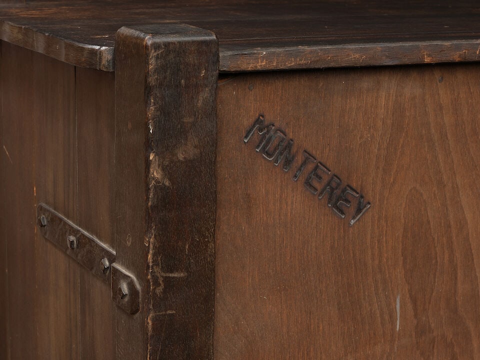 A MONTEREY IRON MOUNTED OLD WOOD STAINED CHEST OF DRAWERSCirca 1930 - 2