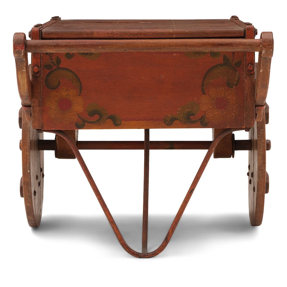 A MONTEREY IRON MOUNTED PAINT DECORATED SMOKEY MAPLE STAINED COFFEE CARTMid to late 1930s - 3
