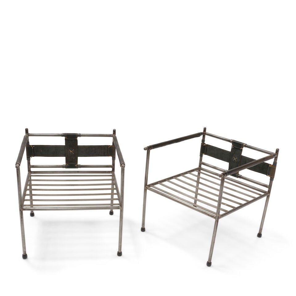 A PAIR OF LEATHER AND METAL CLUB CHAIRSMid-20th century - 4