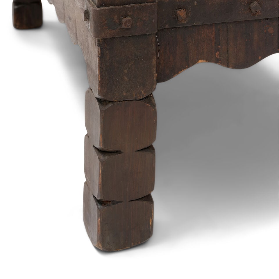 A MONTEREY IRON AND COPPER MOUNTED, CATALINA TILE INSET, AND PAINT DECORATED OLD WOOD STAINED 'B... - 3